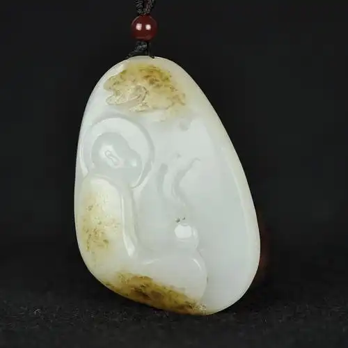 省级玉雕大师李先锋作品 和田玉籽料 悟道挂件 58.50克