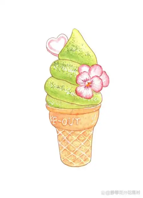 钢笔淡彩 水彩美食手绘插画 甜蜜冰激凌合辑