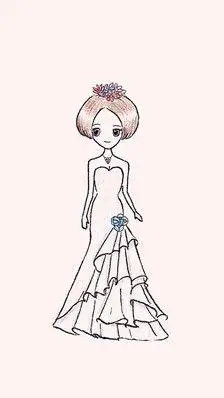 服装简笔画公主婚纱