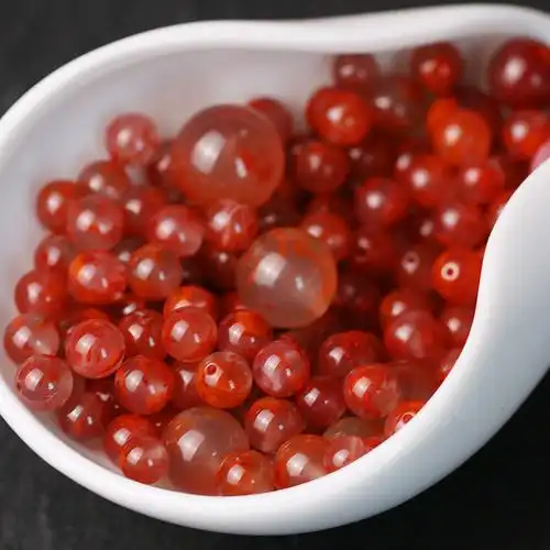 珍珠雨天然凉山冰漂南红散珠圆珠柿子红樱桃红散珠金刚星月菩提配饰配