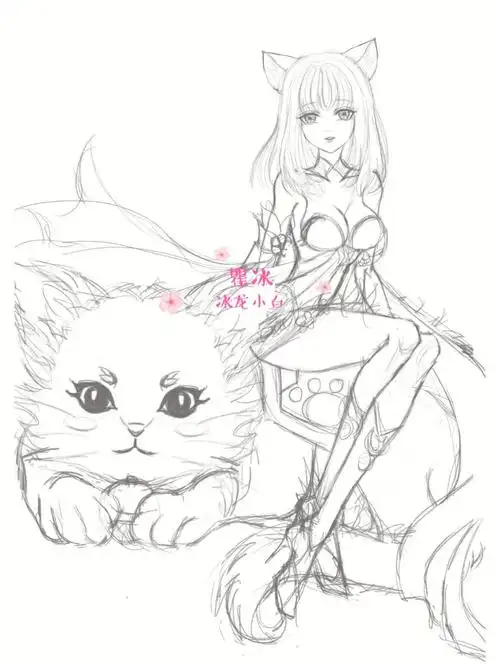 原创动漫人物猫妖的起稿绘画过程