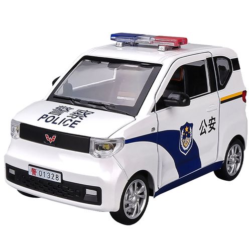五菱宏光mini警车玩具车合金仿真汽车模型摆件儿童男孩女孩车模