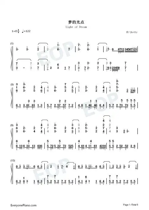 梦的光点-神兵小将op双手简谱预览1