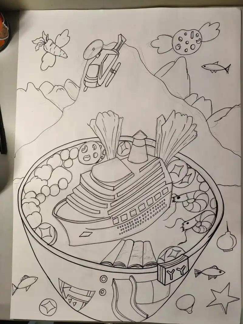 科幻画火锅盛宴参赛作品指导.这幅画所表达的主题是"科幻火锅" - 抖音