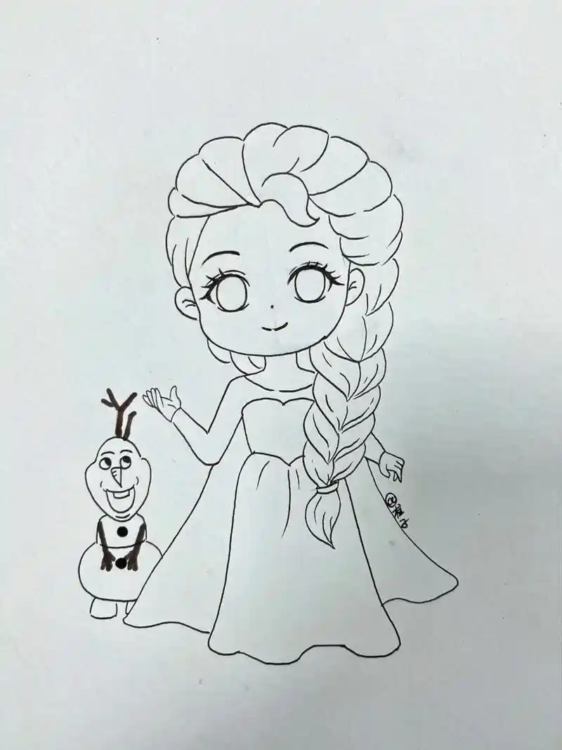 艾莎公主绘画步骤图.#图文伙伴计划 #零基础学画画 #艾莎公 - 抖音