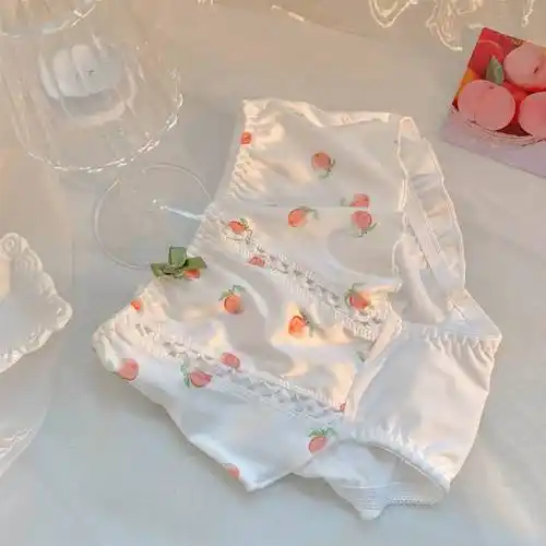 网纱蕾丝女夏季薄款中腰短裤头底裤衩学生舒适透气女式女生缎带松边l