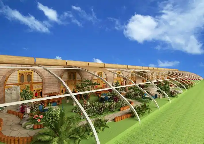 最省钱简单成功的农家乐竹棚小屋烧烤广场设计效果图