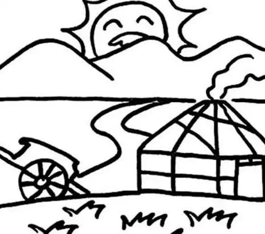 描写大草原的简笔画