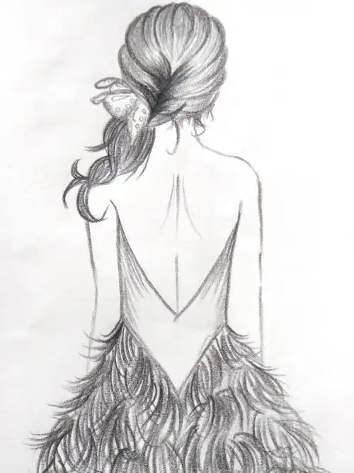 素描女生背影简笔画