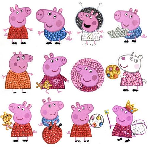 小猪佩奇儿童钻石贴幼儿园宝宝益智启蒙随意钻石画小尺寸钻石自粘