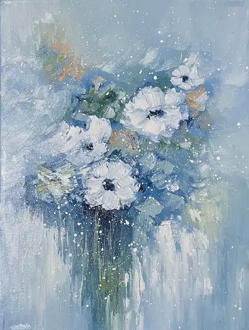 小清新花卉抽象油画