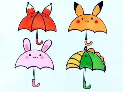 画可爱的雨伞#创作灵感 #一起学画画 #雨伞简笔画 #育儿简笔画 #儿童