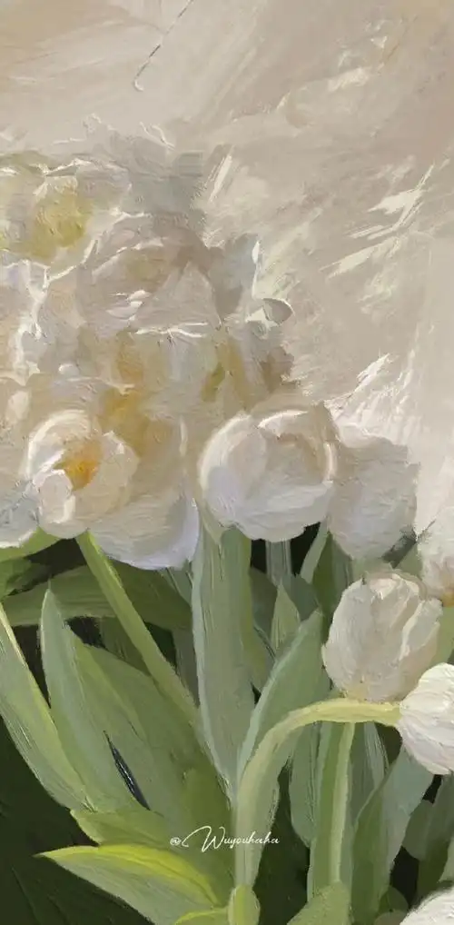 油画鲜花壁纸涓涓细流浩瀚江湖