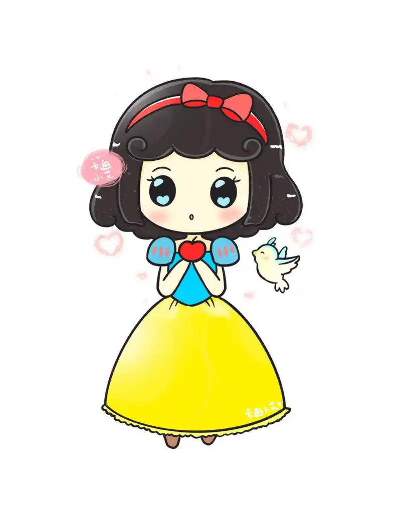 卡通公主 简笔画线稿 萌萌迪士尼卡通公主 五位迪士尼卡通公主 原创