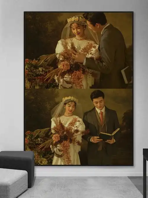我宣布优雅的复古油画婚纱照每一张都是经典