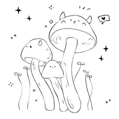 蘑菇黑白简笔画