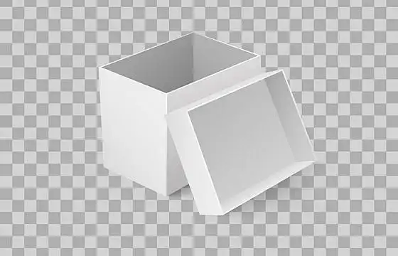 打开的白色空白盒子包装盒免抠图片素材