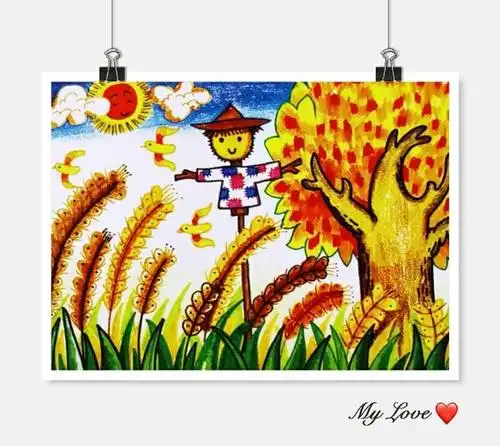 金色的麦浪儿童简笔画