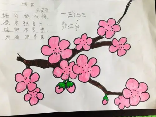 【石家庄市友谊大街小学西校】一三班班级课程之——绘画古诗《梅花》