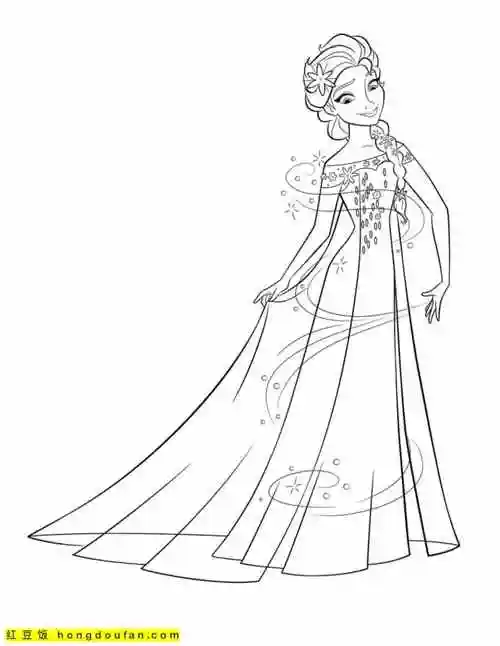 12张绚丽善良勇敢的冰雪奇缘艾莎公主涂色图片