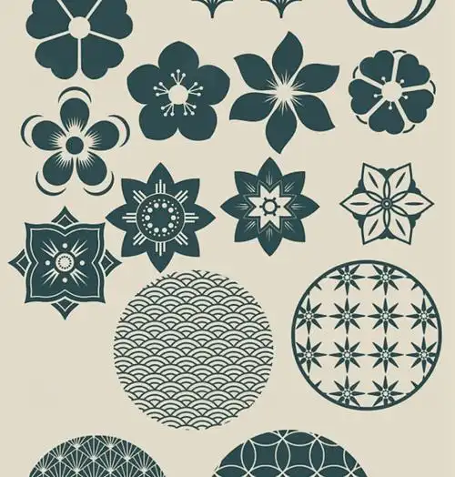 100款新款中国风素材procreate笔刷装饰古风仙鹤扇子祥云烟花纹ps画笔