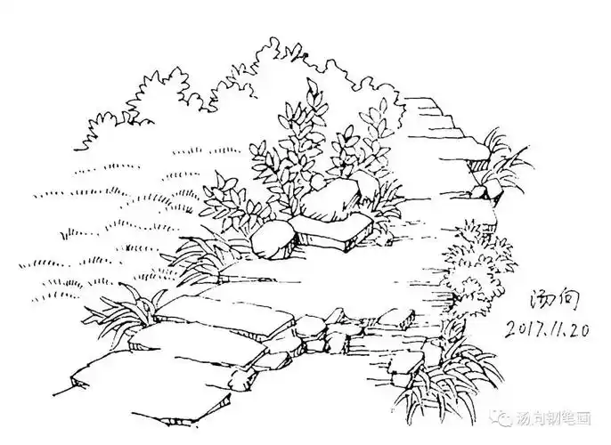 学钢笔画239青石小路…走一走风景这边独好!