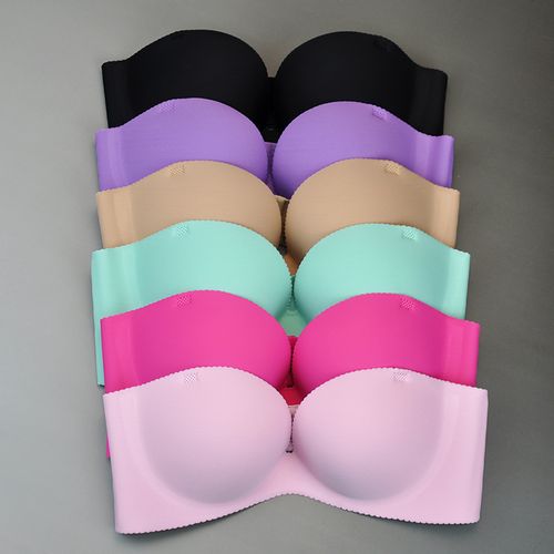 透气结婚礼服可脱卸无肩带文胸1/2中厚手掌半杯一片式无痕文胸罩