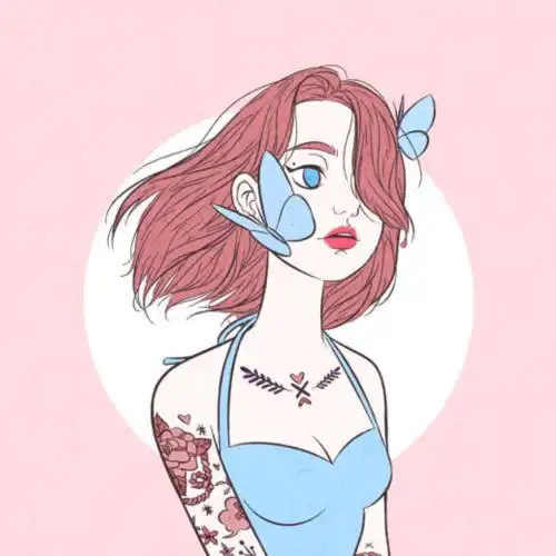 纹身的卡通头像女生图片大全