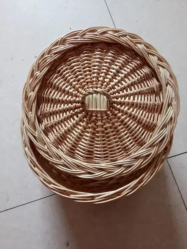 家用天然柳编馒头筐面包蔬菜食品编织筐藤编带盖桌面收纳篮馍筐