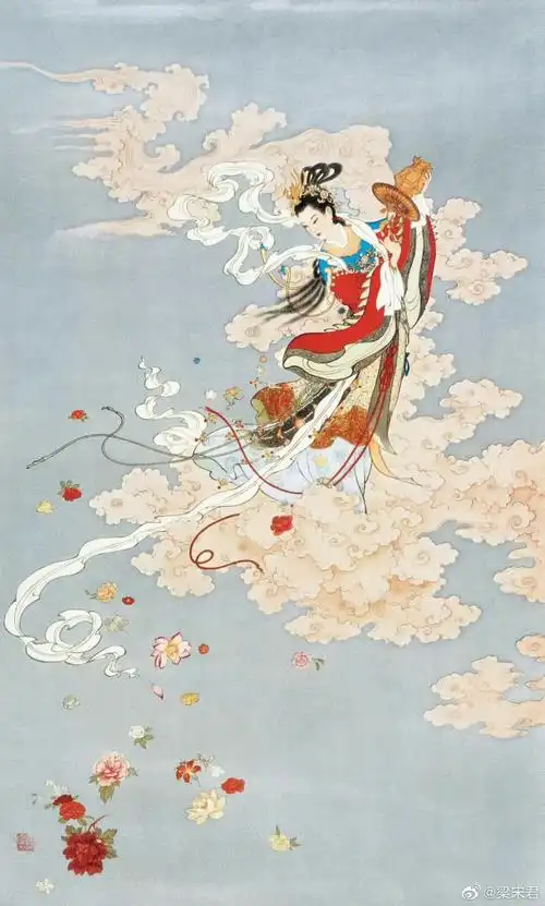 灵感:任率英工笔重彩仕女画四幅 67@梁宋君