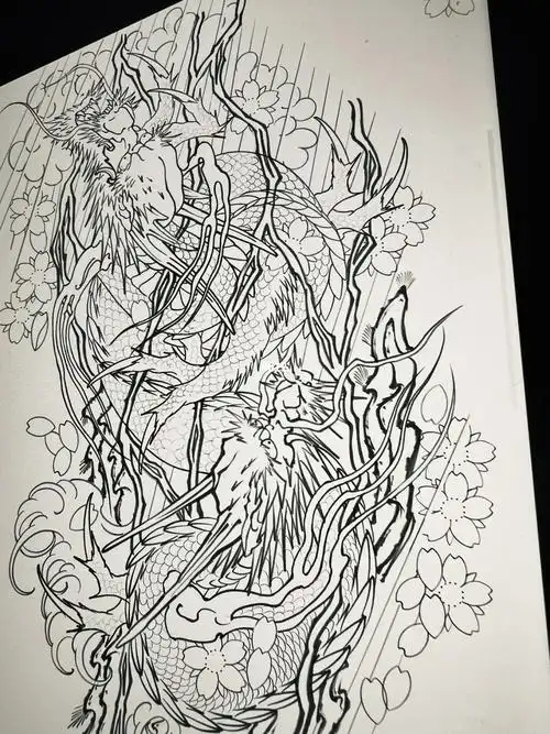 苏州纹身#线稿#花腿纹身#龙纹身