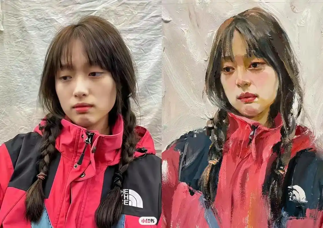 水粉彩头照片两小时对画步骤#彩头 #油画人物 #色彩头像 # - 抖音