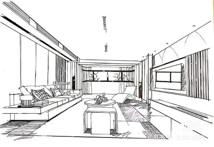 环艺考研  ##上海市专升本#客厅手绘  #手绘客厅效果图  #客厅考滗