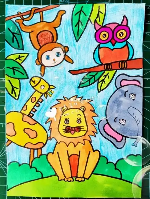 夏日泡泡滤镜《动物儿童画》《森林动物》适946～8岁需要材料:铅笔