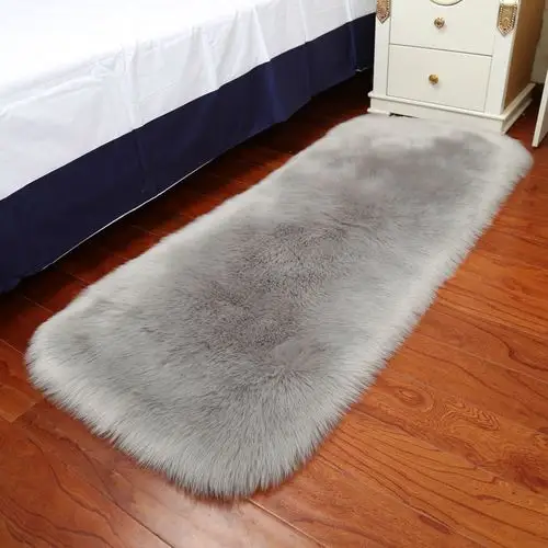 地毯白色长毛绒羊毛客厅卧室床边地垫满铺橱窗地毯