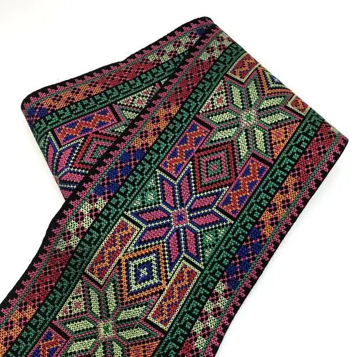 经典民族风十字绣花边 服装鞋材箱包刺绣花边 电脑绣花工厂可定制