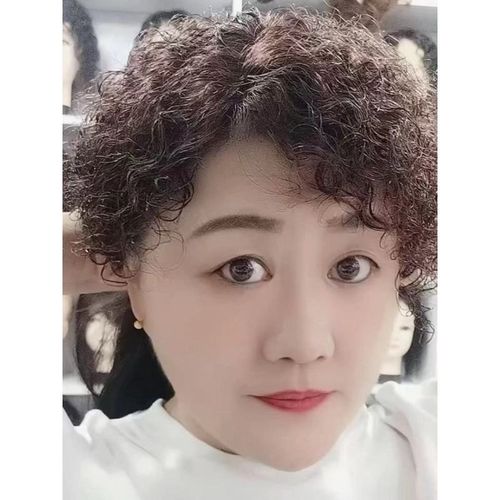 短款假发真头发卷发假头发老人60到70岁真发片假发女40到50岁轻薄