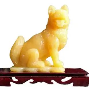 天然岫岩玉狗摆件玉雕生肖岫玉摆设工艺品玉器家居办公装饰珠宝奇石