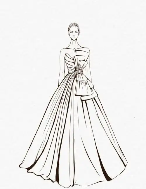 服装设计效果图线稿时装画