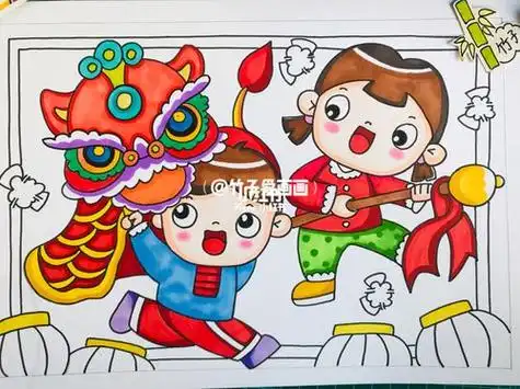 儿童舞狮简笔画儿童舞狮简笔画图片