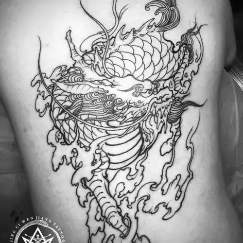 传统麒麟线条(未完)_纹身吧社区 - 纹身大咖