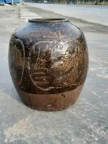 清代古董老酒缸古玩杂项收藏老陶罐农村老物件怀旧摆件插花艺术品