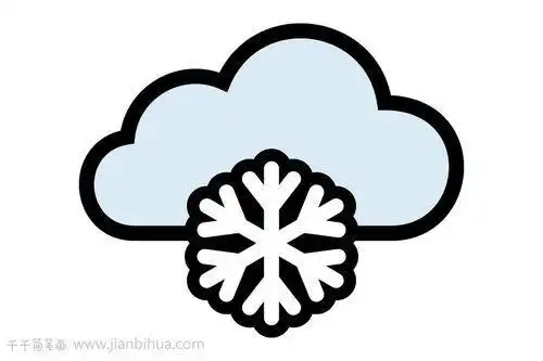天气简笔画彩色可爱下雪