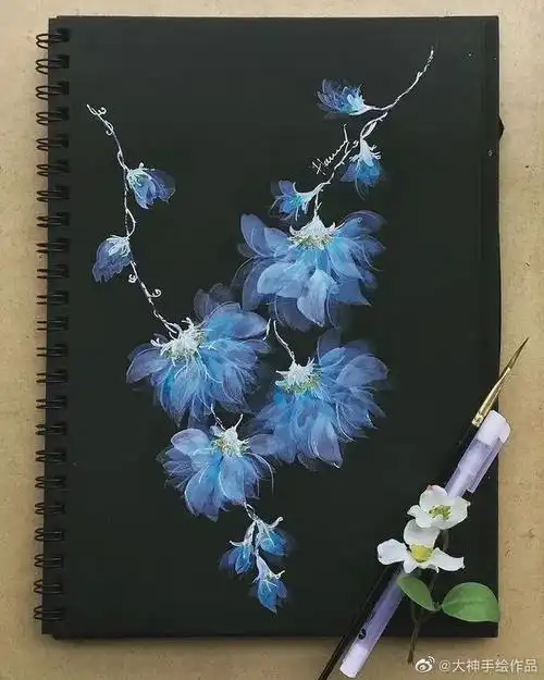 不透明水彩|黑卡纸别扔,画出来很美!