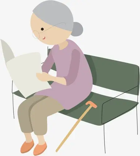 新年春节手绘卡通慈祥快乐的老奶奶png