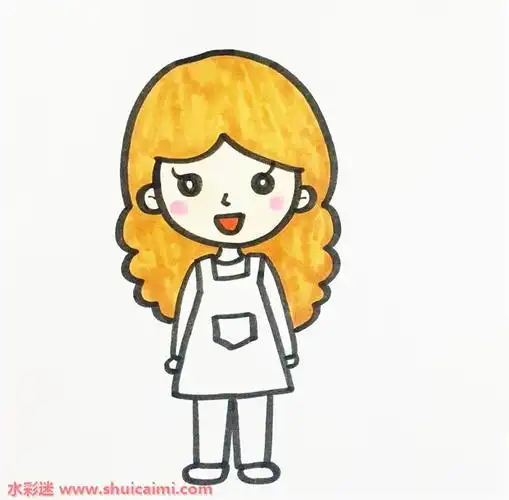 长发妈妈简笔画怎么画彩色