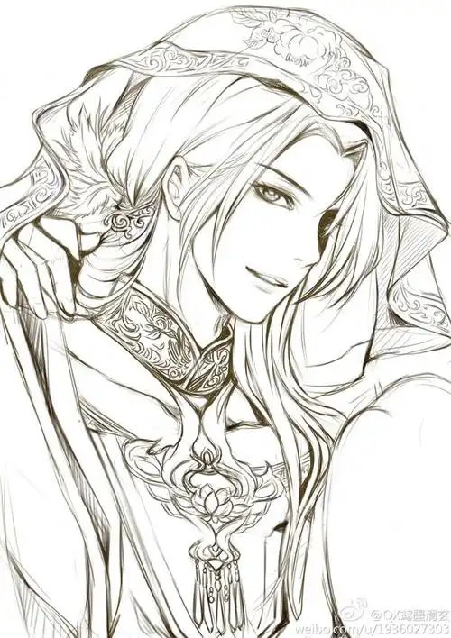 古风手绘美男 鸢墨清玄/绘