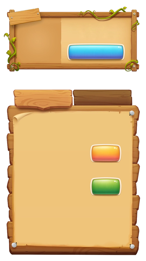 游戏卡通木板边框文字框纸张边框