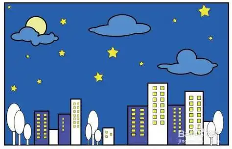 夜景怎么画夜景简笔画简单好看带颜色简笔画城市夜景简笔画城市夜景
