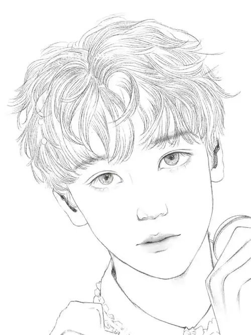 手绘少年线稿给朋友画der男孩纸